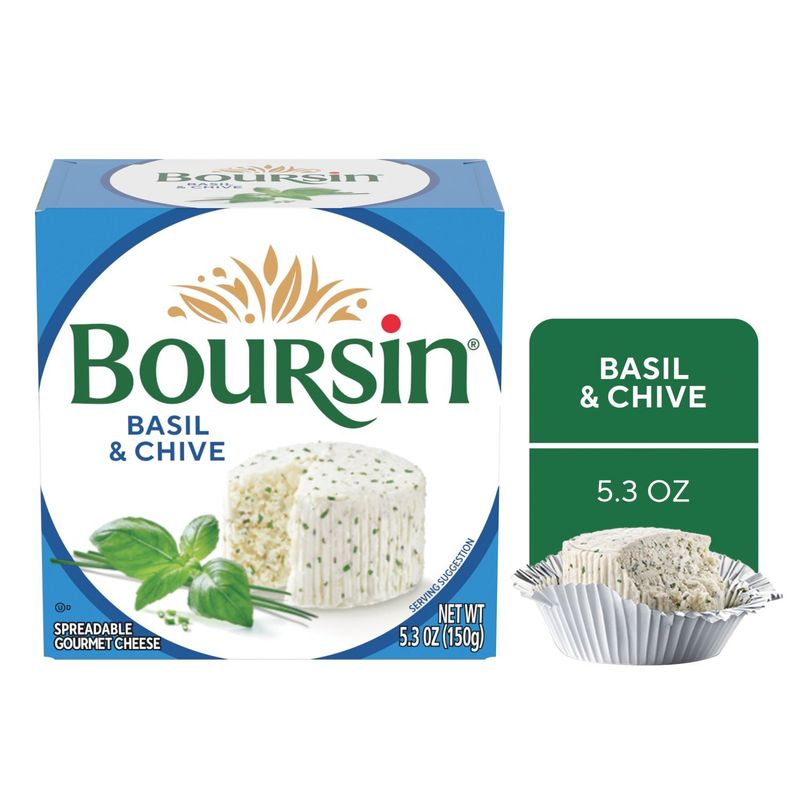Boursin Basil &amp; Chive Spreadable Gourmet Cheese, 5.3 oz