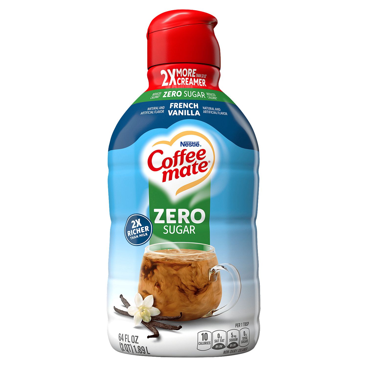 Nestlé Coffee Mate Zero Sugar French Vanilla Non-Dairy Creamer, 64 fl oz