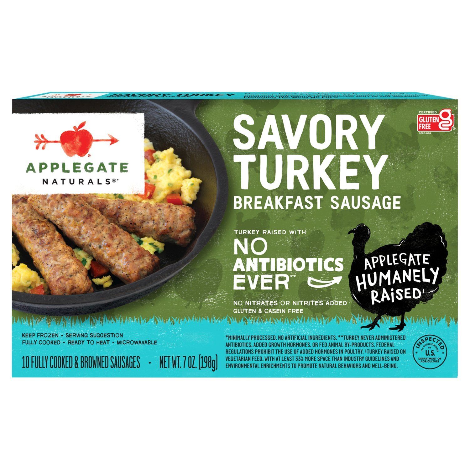 Applegate Naturals Savory Turkey Breakfast Sausage, 10 count, 7 oz