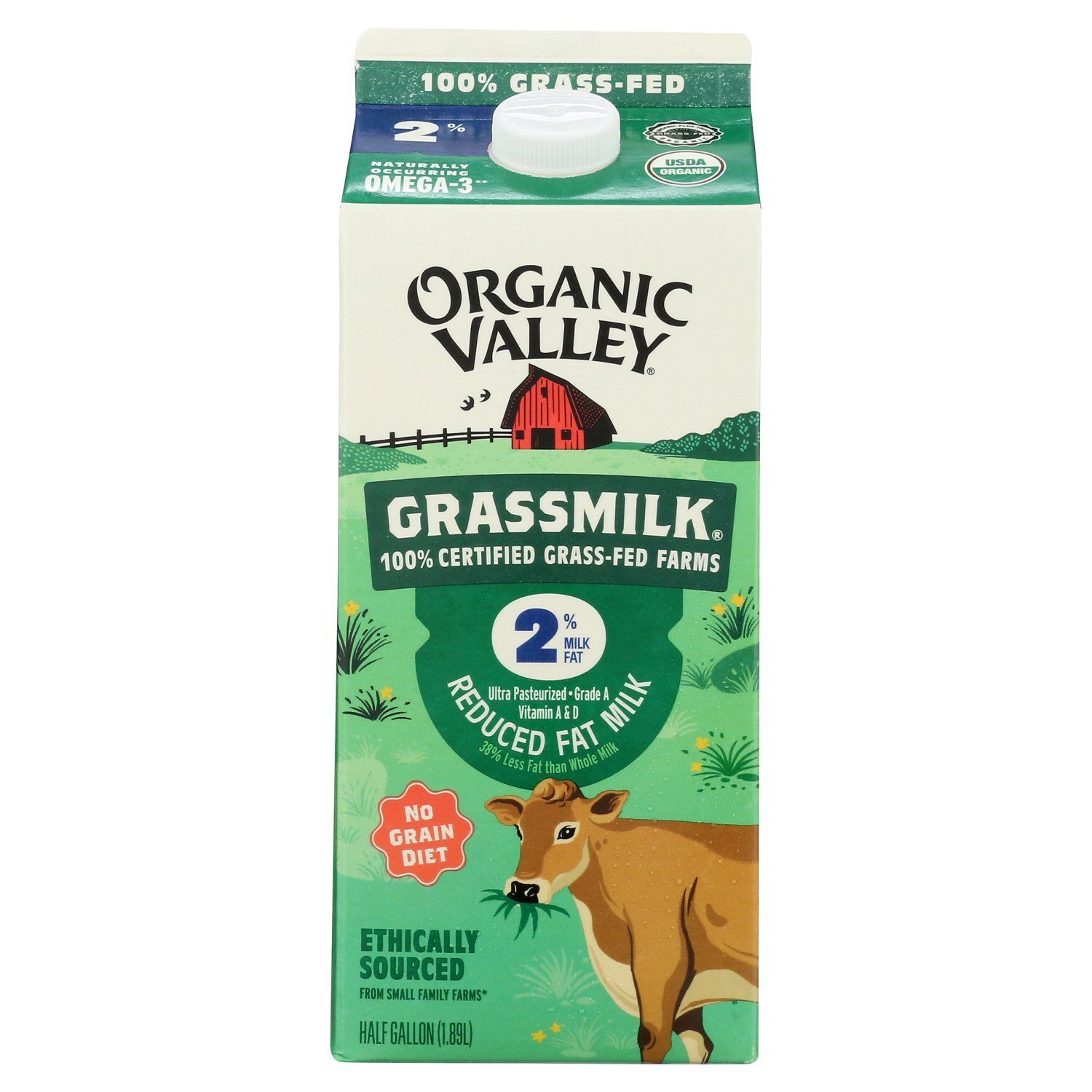 Organic Valley Grassmilk Reduced Fat Milk, 59 fl oz