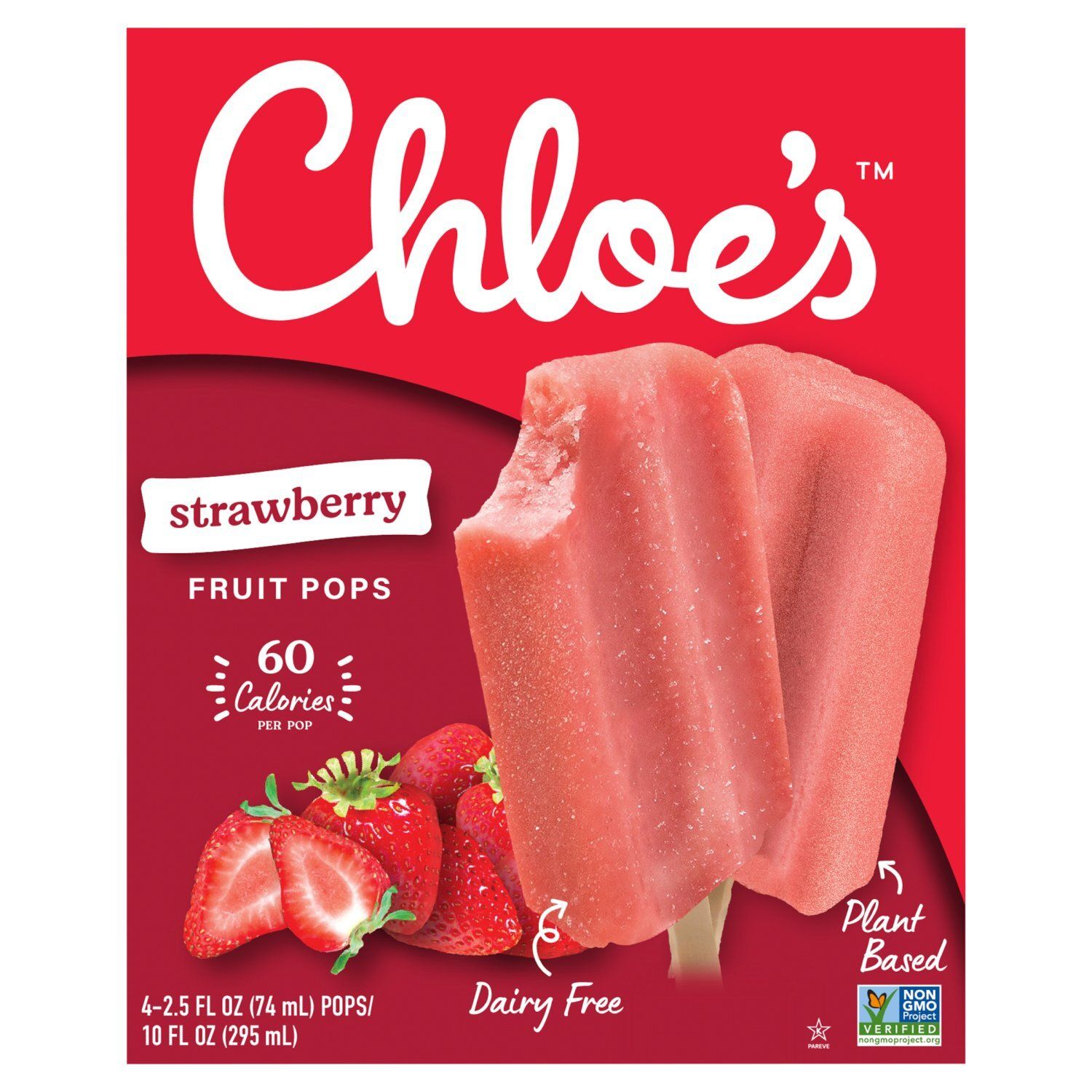 Chloe&#39;s Strawberry Fruit Pops, 2.5 fl oz, 4 count
