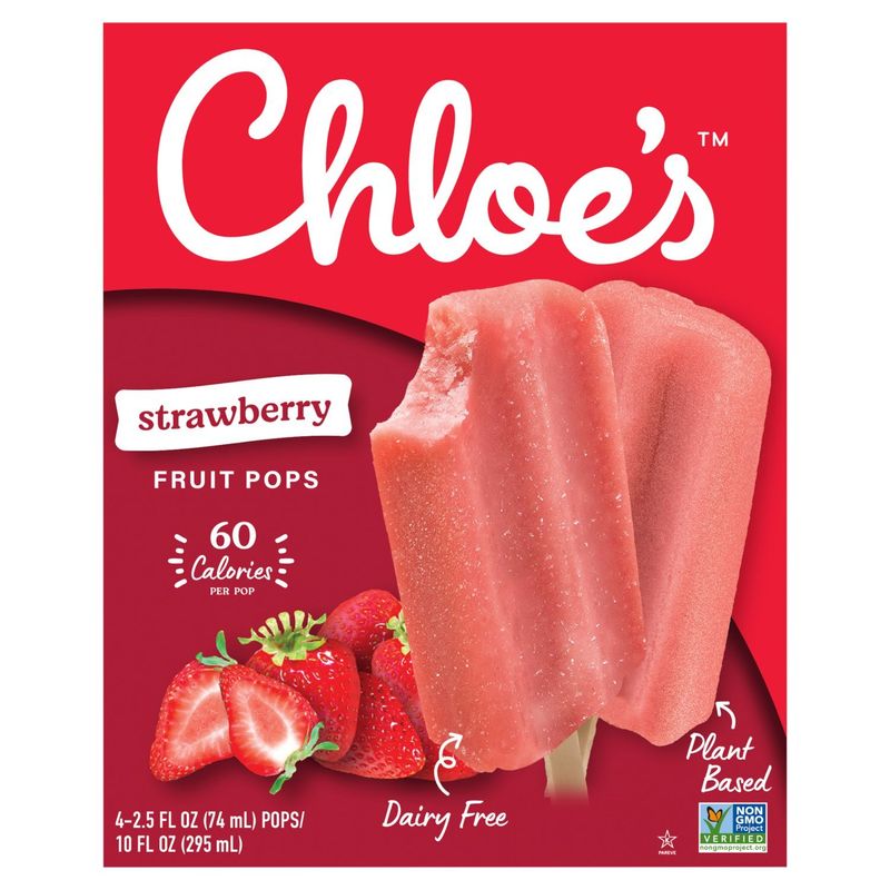 Chloe&#39;s Strawberry Fruit Pops, 2.5 fl oz, 4 count