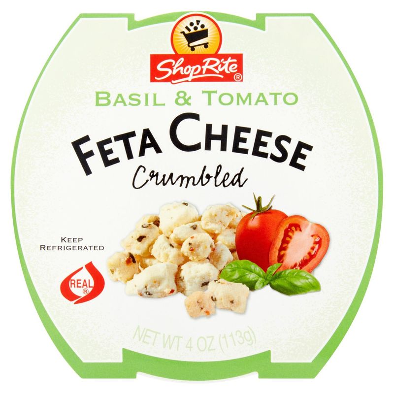 ShopRite Basil &amp; Tomato Crumbled Feta Cheese, 4 oz