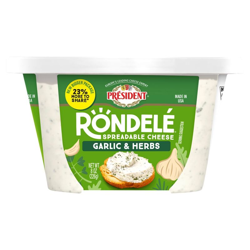 Président Rondelé Garlic &amp; Herbs Spreadable Cheese, 8 oz
