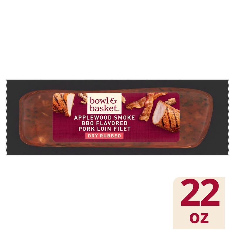 Bowl &amp; Basket Applewood Smoke BBQ Flavored Pork Loin Filet, 22 oz