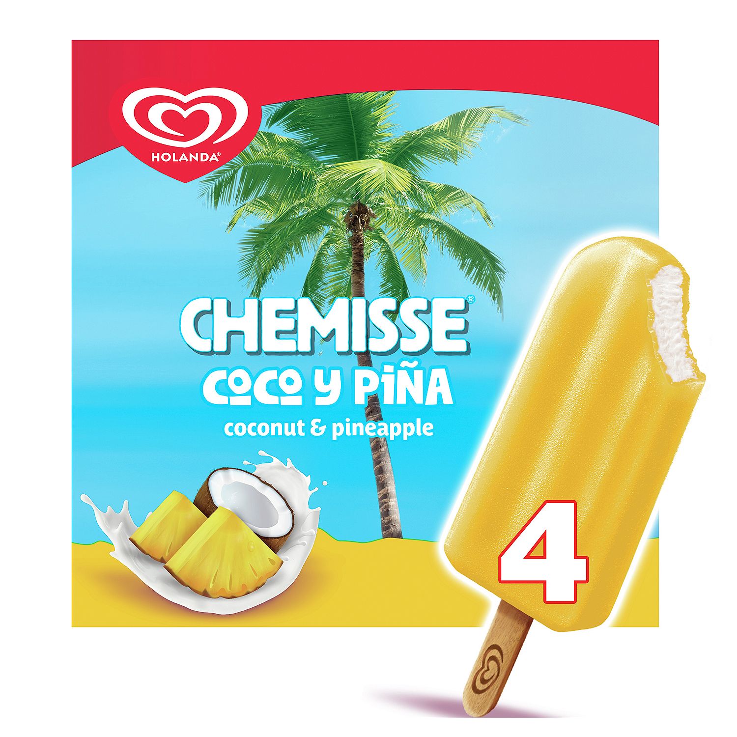 Holanda Chemisse Coconut &amp; Pineapple Frozen Dairy Dessert Bars, 4 count, 8.79 fl oz