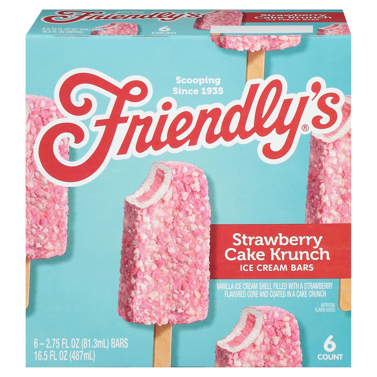 Friendly&#39;s Strawberry Cake Krunch Ice Cream Bars, 2.75 fl oz, 6 count