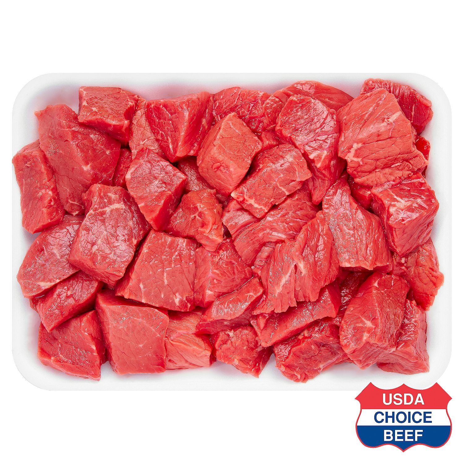 USDA Choice Beef Round Stew, Boneless, Family Pack, Average Weight 3.25 lb Pack