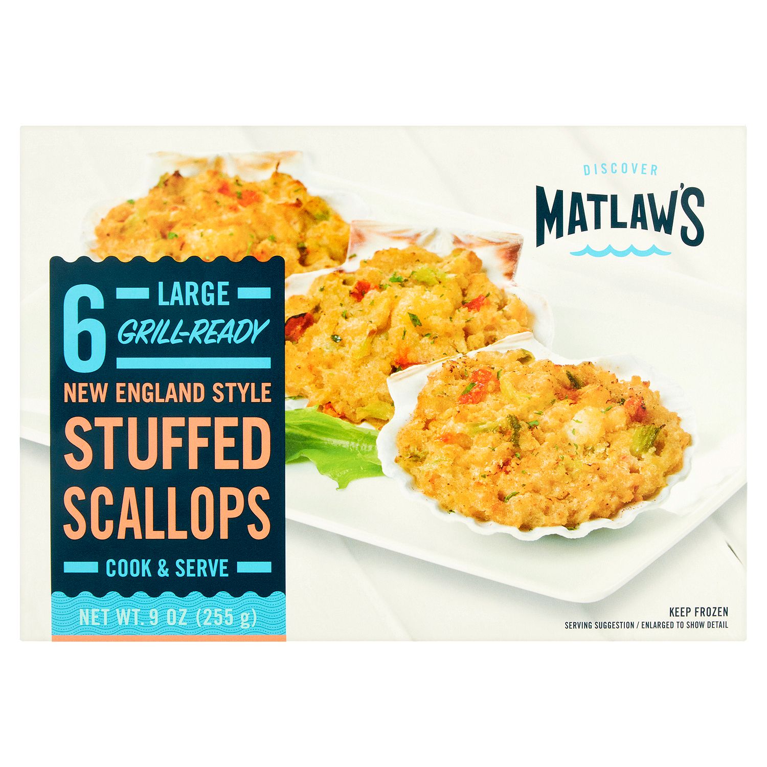 Matlaw&#39;s New England Style Large Stuffed Scallops, 6 count, 9 oz