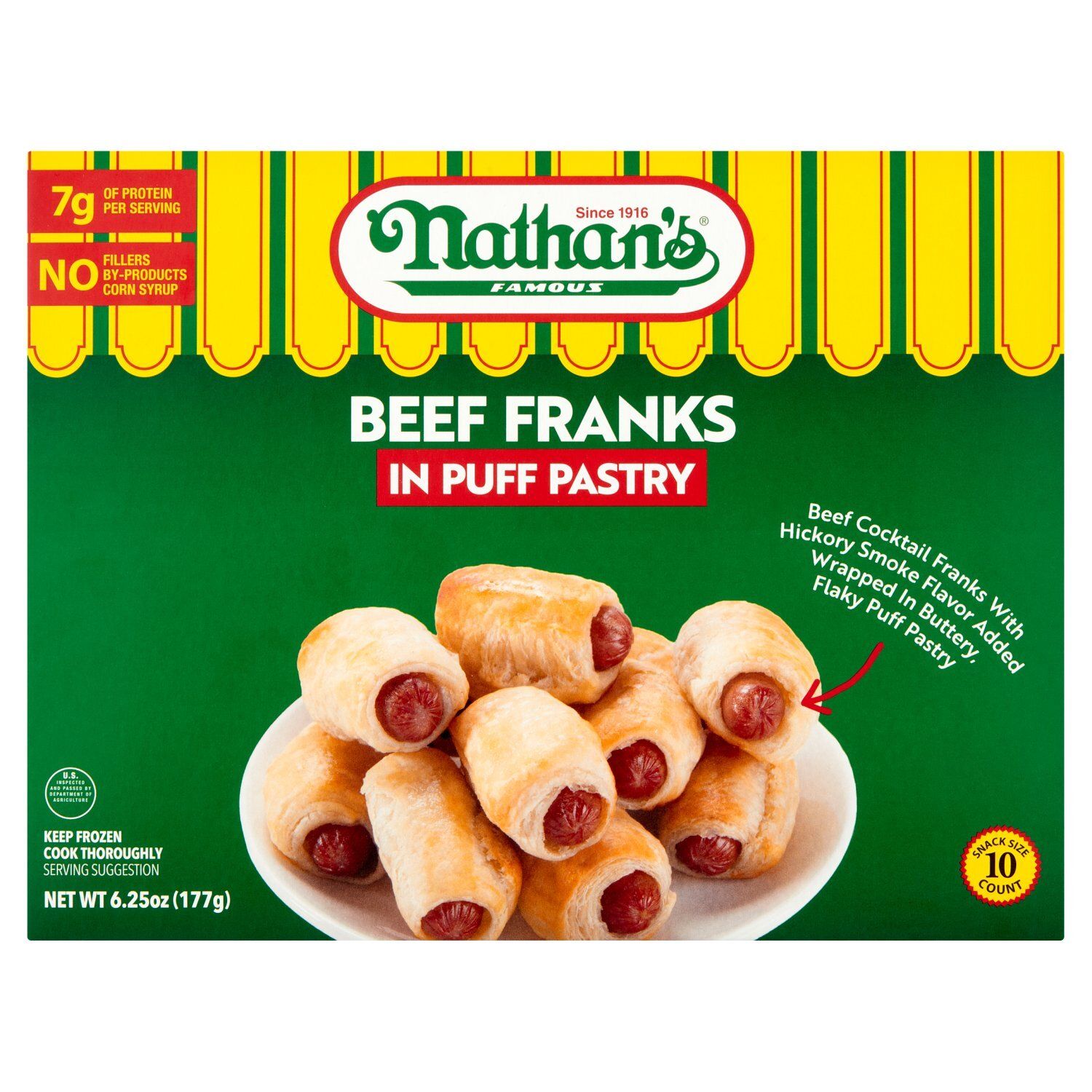 Nathan&#39;s Famous Beef Franks in Puff Pastry Snack Size, 10 count, 6.25 oz