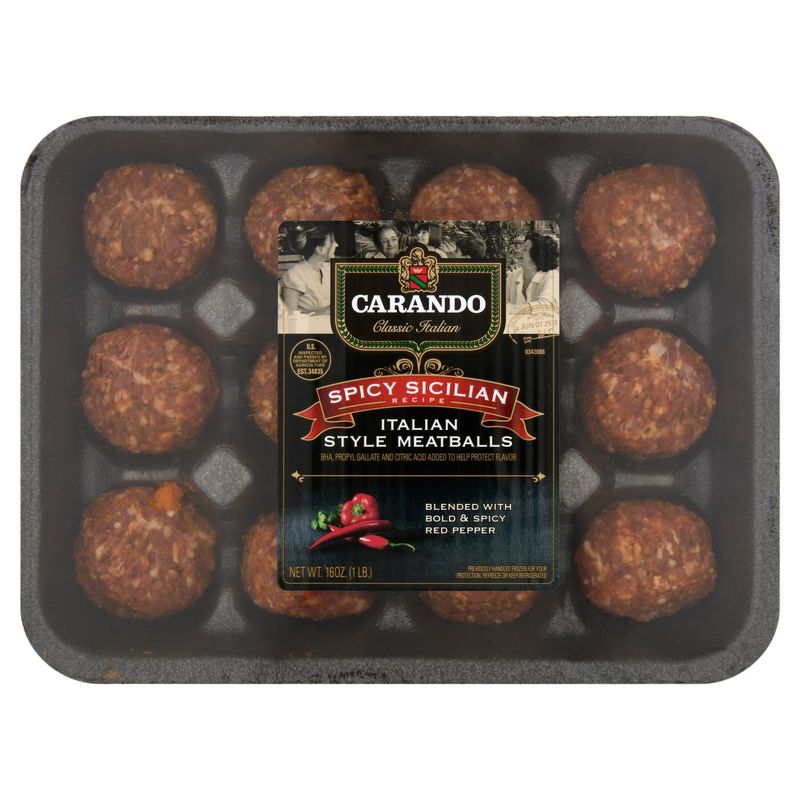 Carando Spicy Sicilian Recipe Italian Style Meatballs, 16 oz