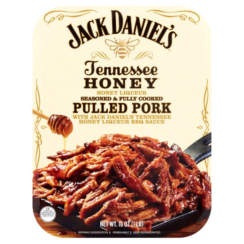 Jack Daniel&#39;s Tennessee Honey Honey Liqueur Seasoned &amp; Fully Cooked Pulled Pork, 16 oz