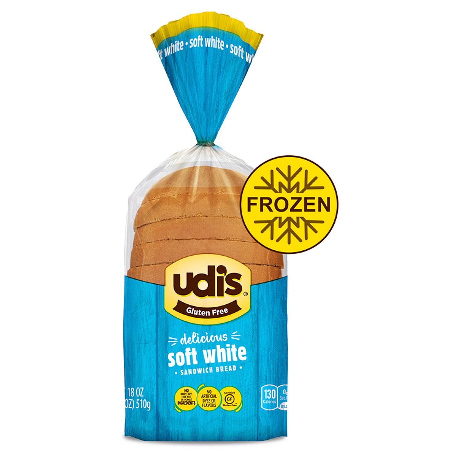 Udi&#39;s Gluten Free Delicious Soft White Sandwich Bread, Frozen, 18 oz.