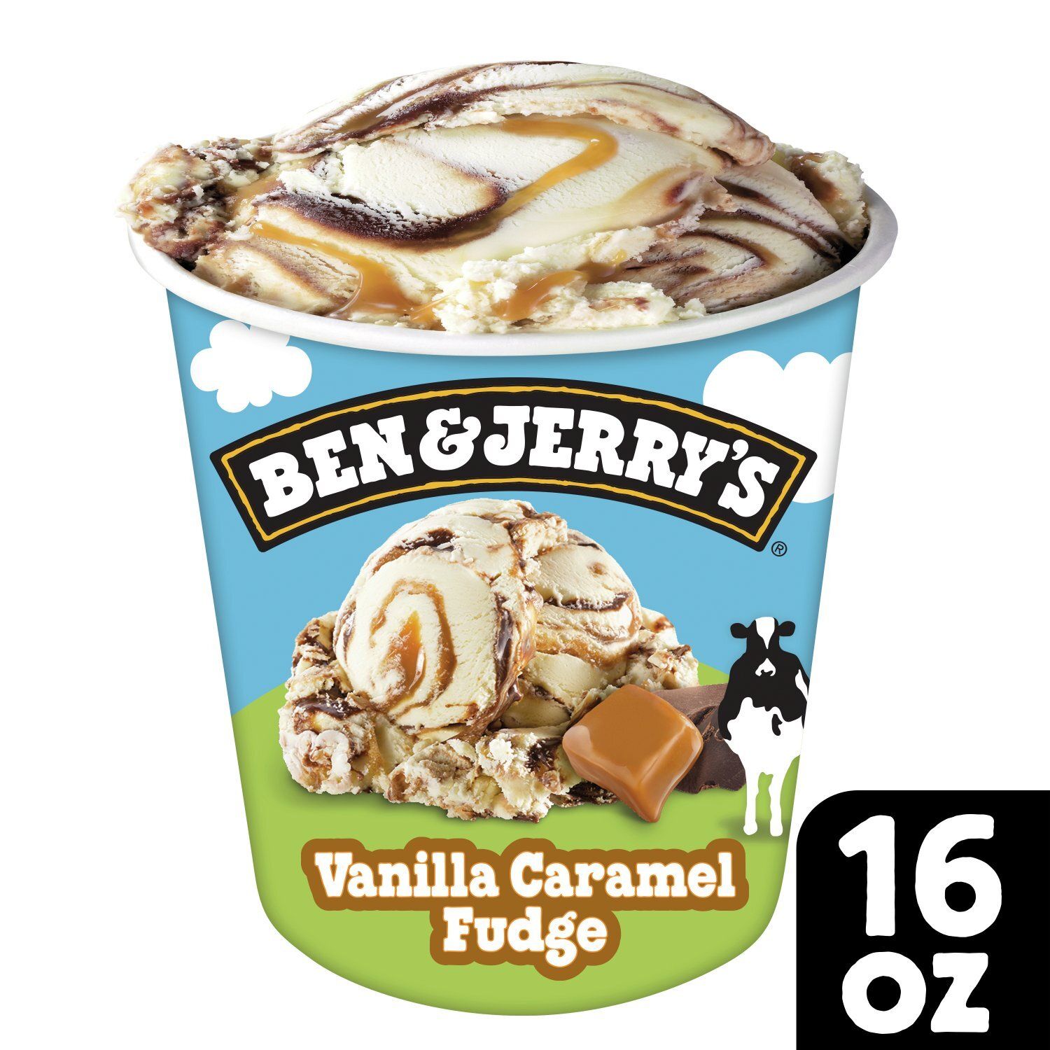 Ben &amp; Jerry&#39;s Vermont&#39;s Finest Vanilla Caramel Fudge Ice Cream, one pint