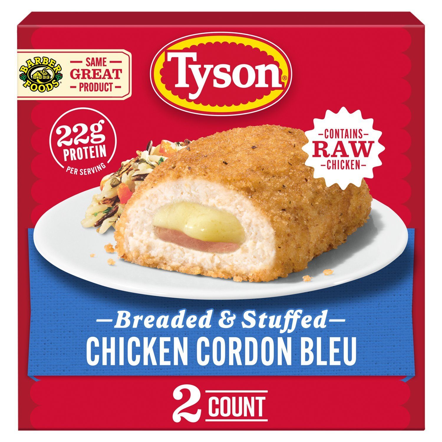 Tyson Breaded &amp; Stuffed Chicken Cordon Bleu, 2 count, 10 oz