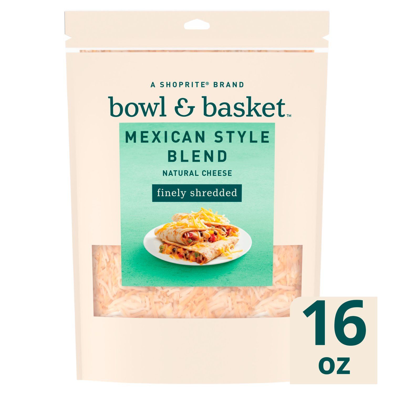 Bowl &amp; Basket Finely Shredded Mexican Style Blend Cheese, 16 oz