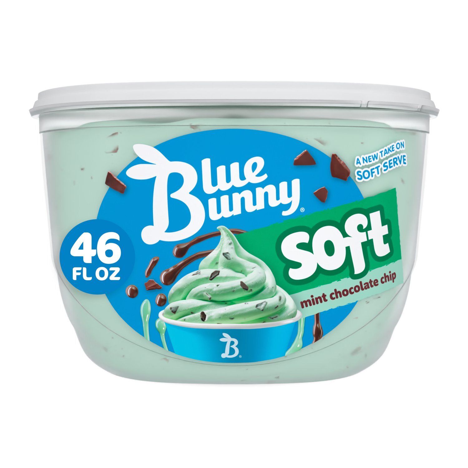 Blue Bunny Mint Chocolate Chip Soft Frozen Dairy Dessert, 46 fl oz
