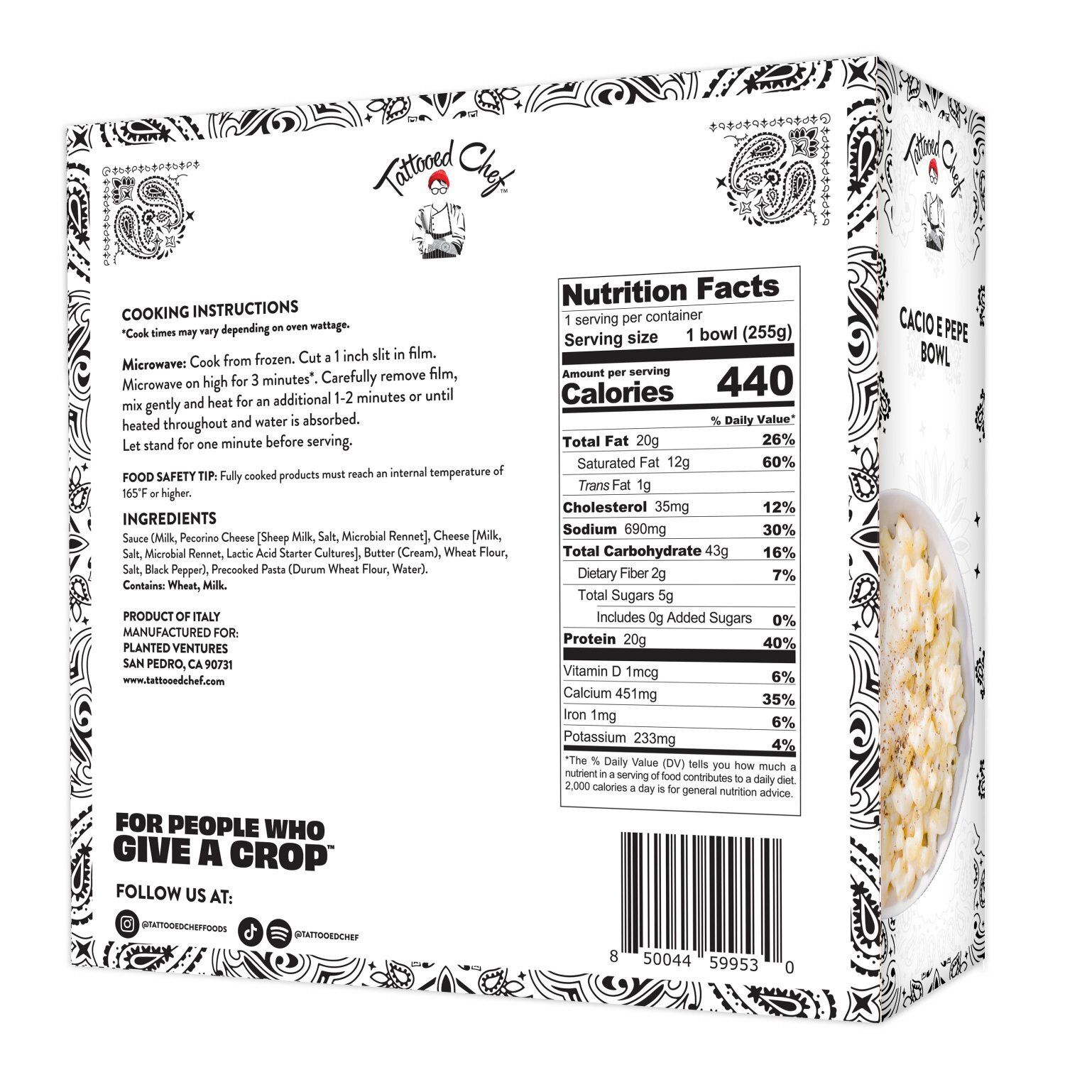 Tattooed Chef Cacio E Pepe Bowl, 9 oz