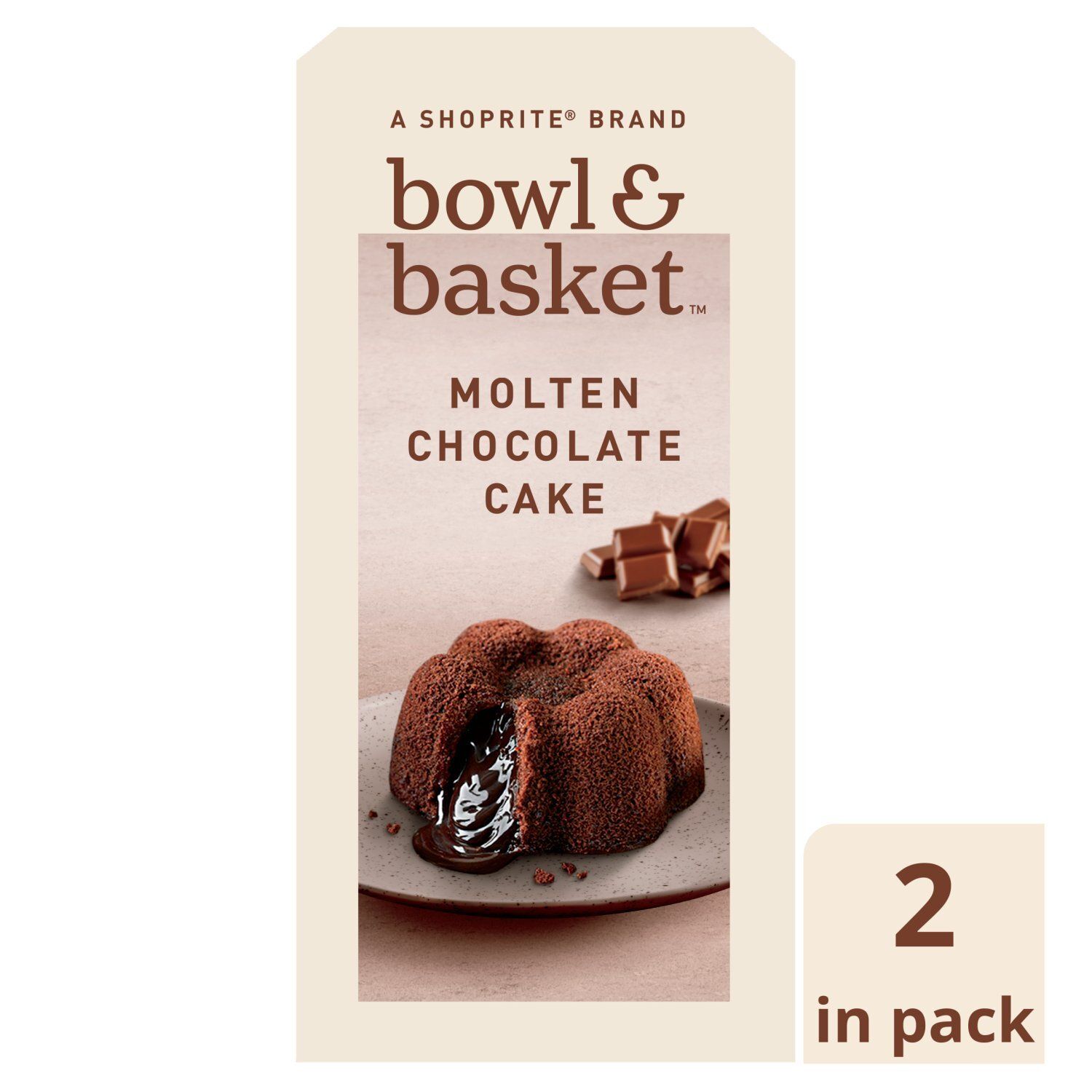 Bowl &amp; Basket Molten Chocolate Cake, 2 count, 8 oz