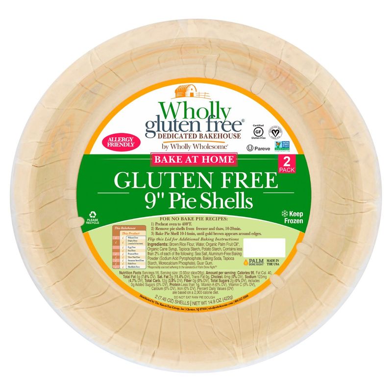 Wholly Gluten Free by Wholly Wholesome Bake At Home 9&quot; Pie Shells, 7.45 oz, 2 count