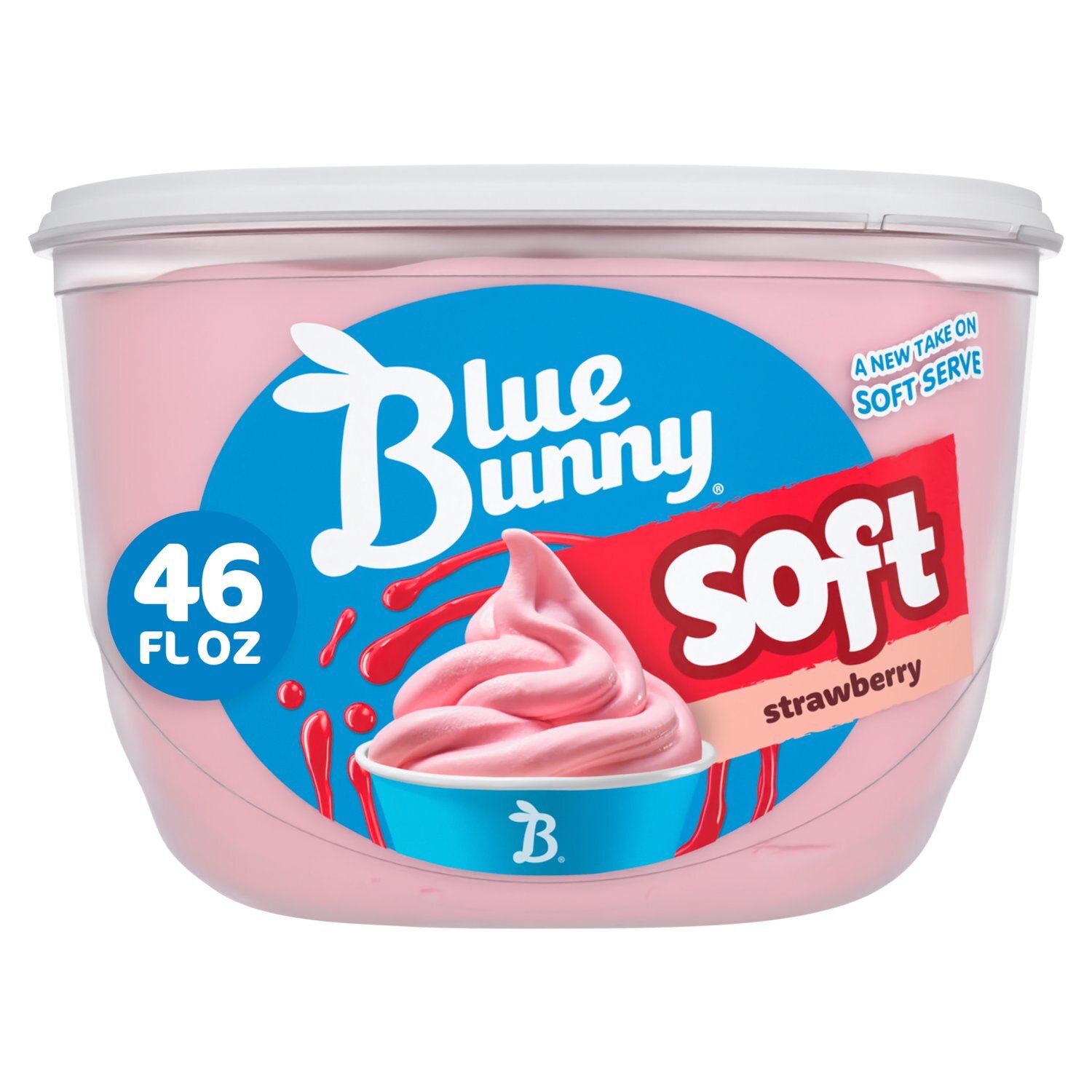 Blue Bunny Strawberry Flavored Soft Frozen Dairy Dessert, 46 fl oz