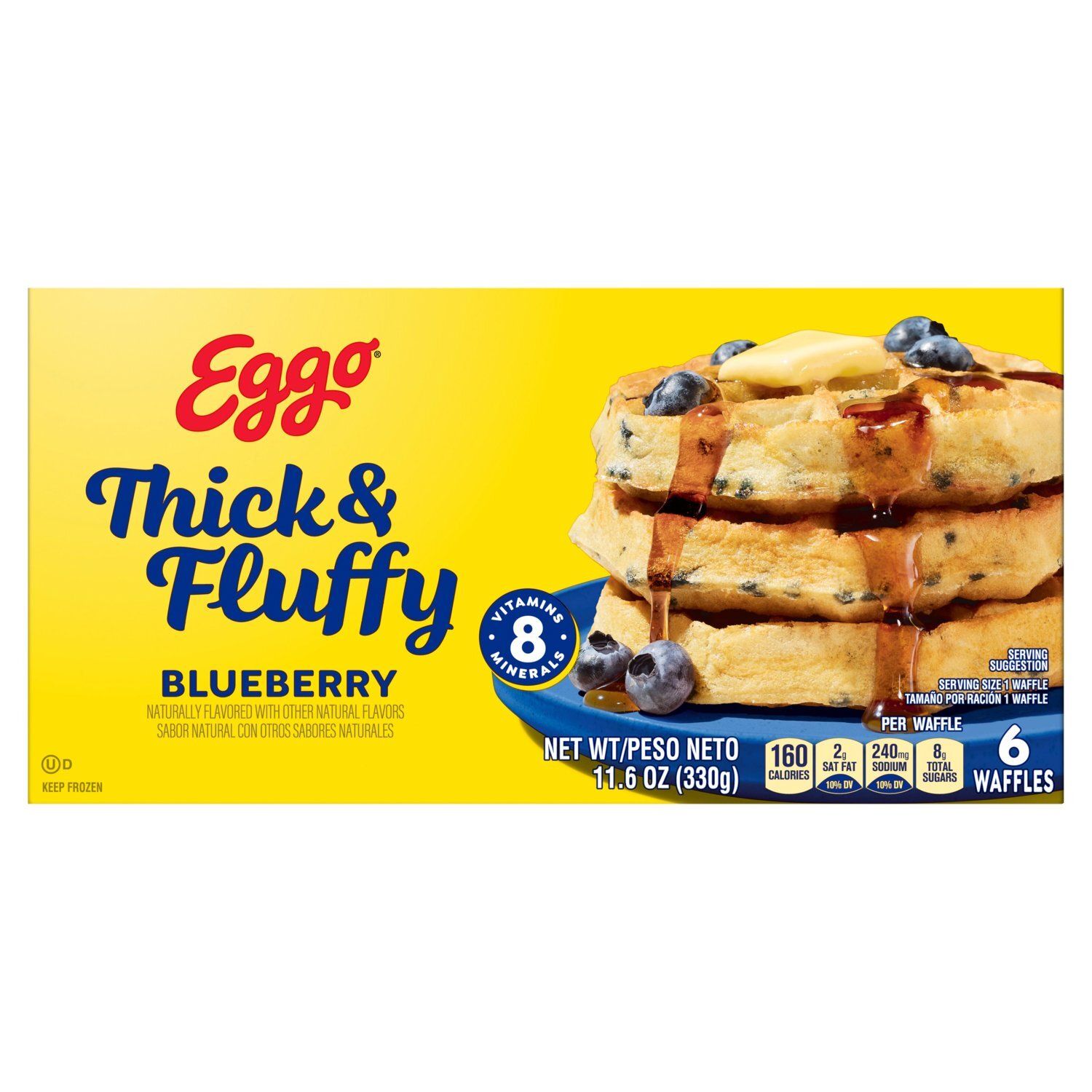 Eggo Thick &amp; Fluffy Blueberry Waffles, 6 count, 11.6 oz