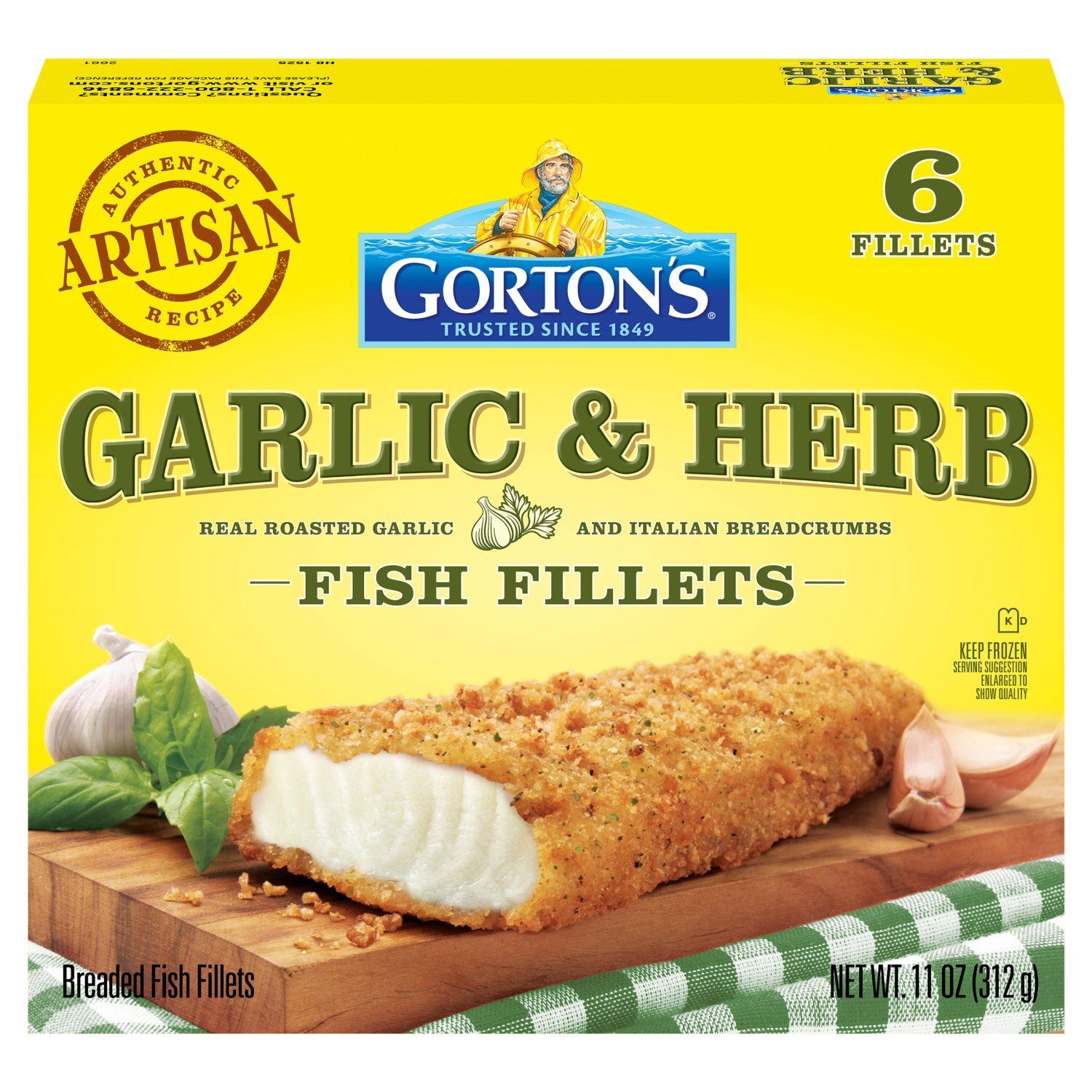 Gorton&#39;s Garlic &amp; Herb Breaded Fish Fillets, 6 count, 11 oz