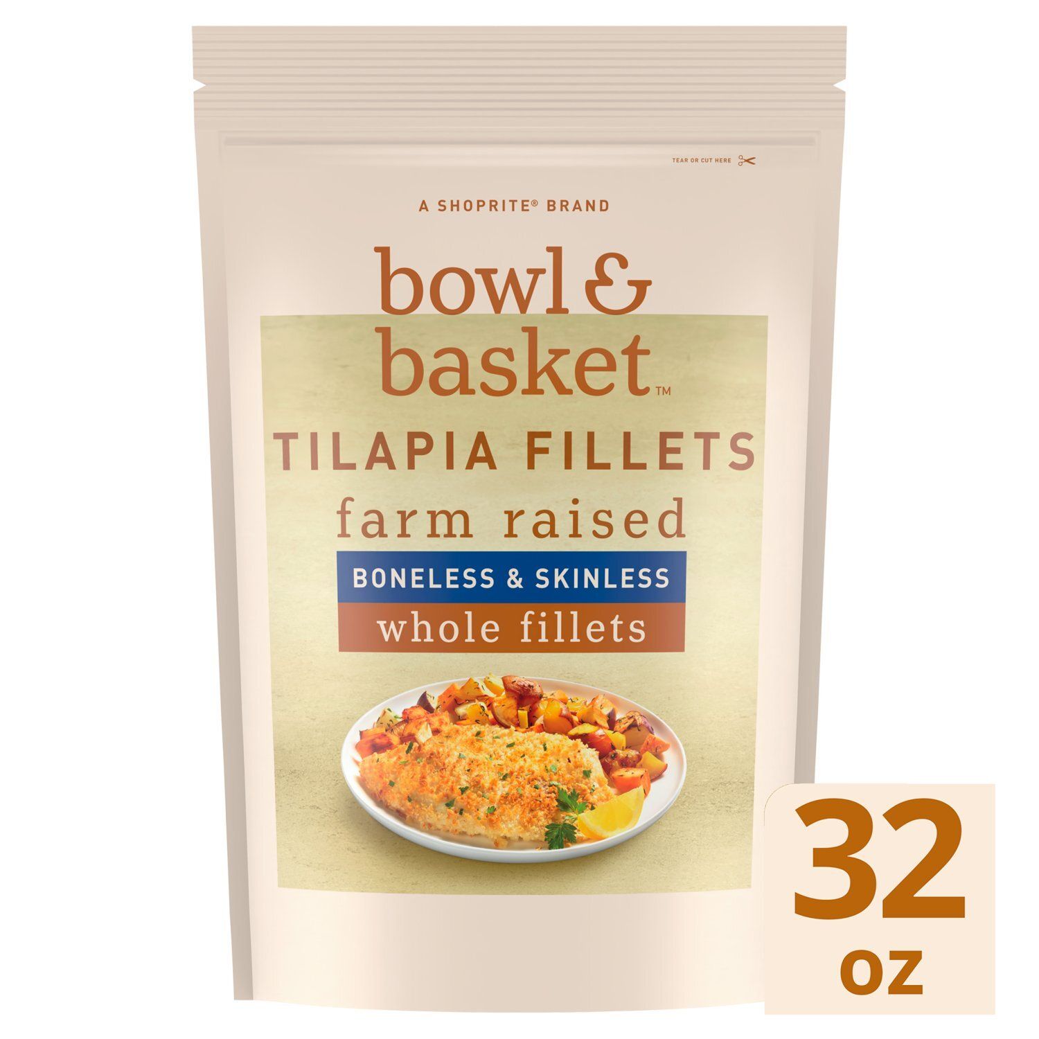 Bowl &amp; Basket Tilapia Fillets Boneless &amp; Skinless Whole, 32 oz