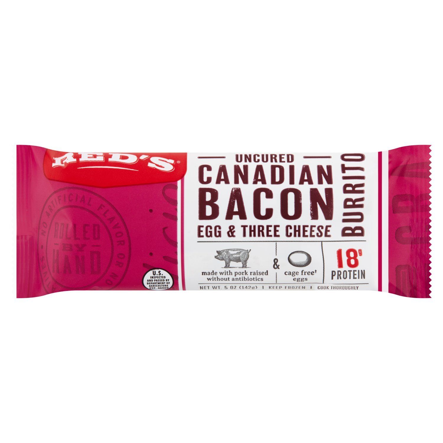 Red&#39;s Uncured Canadian Bacon, Egg &amp; Three Cheese Burrito, 5 oz