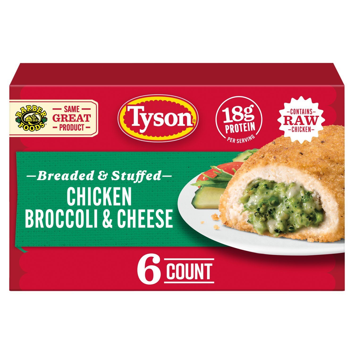 Tyson Breaded &amp; Stuffed Chicken Broccoli &amp; Cheese, 30 oz, 6 count