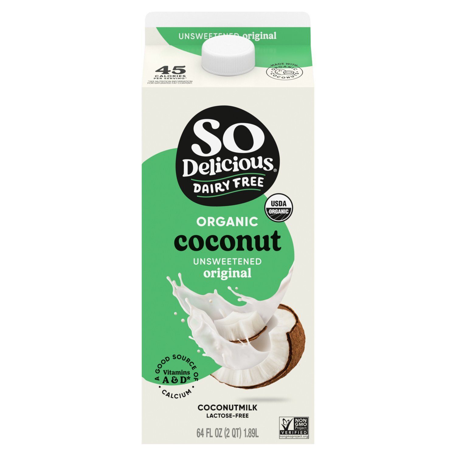 So Delicious Dairy Free Unsweetened Original Organic Coconutmilk, 64 fl oz