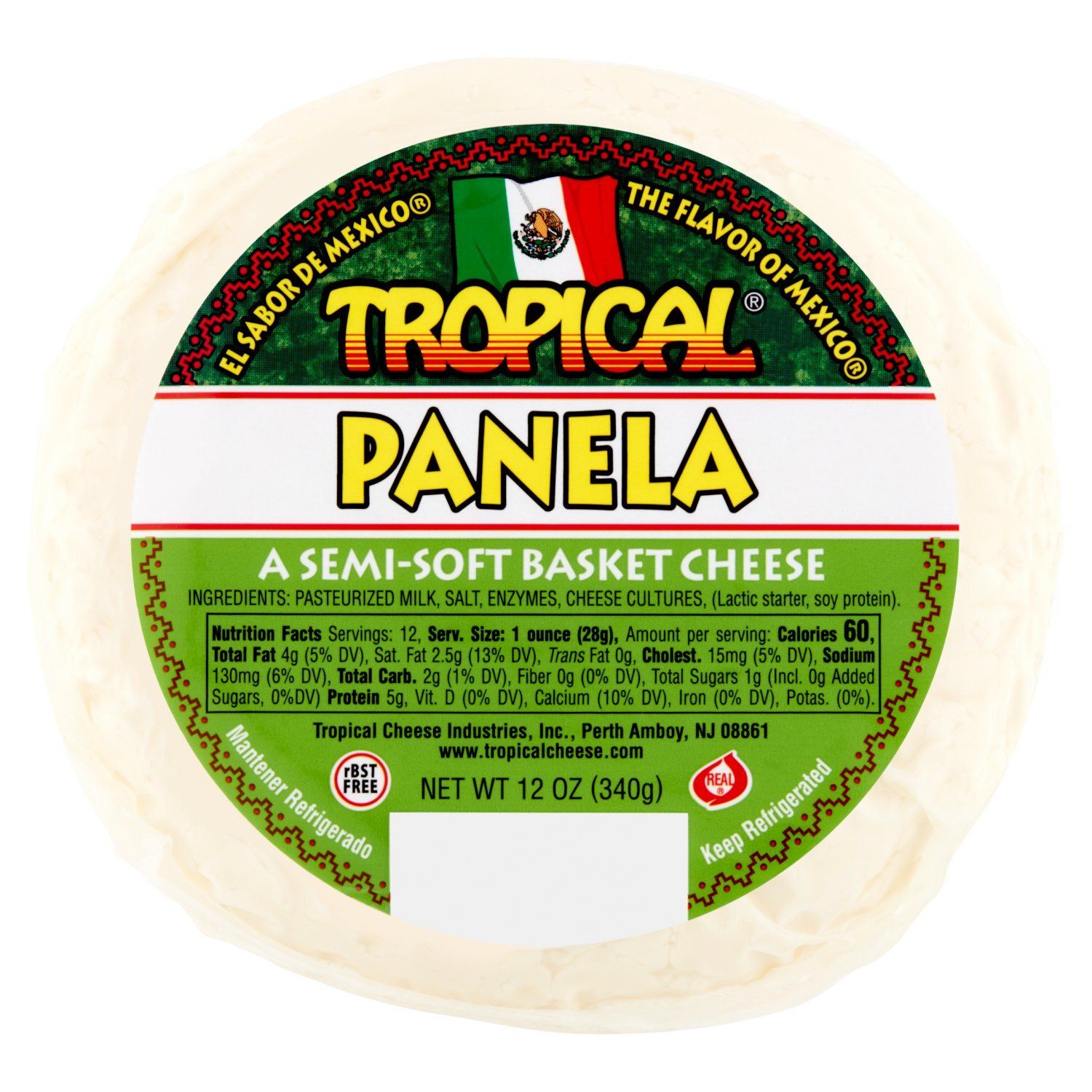 Tropical Panela a Semi-Soft Basket Cheese, 12 oz