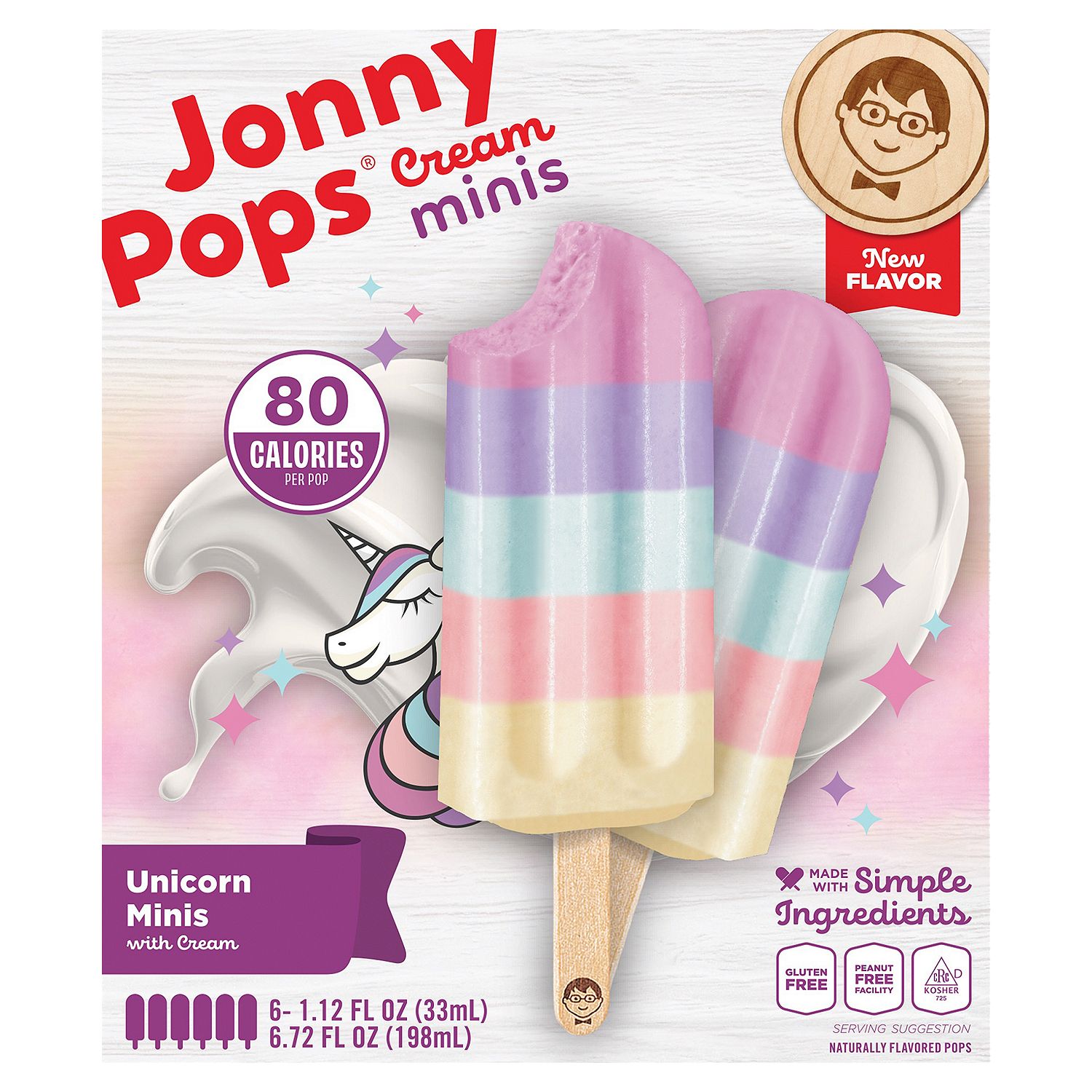 JonnyPops Unicorn Cream Minis, 1.12 fl oz, 6 count
