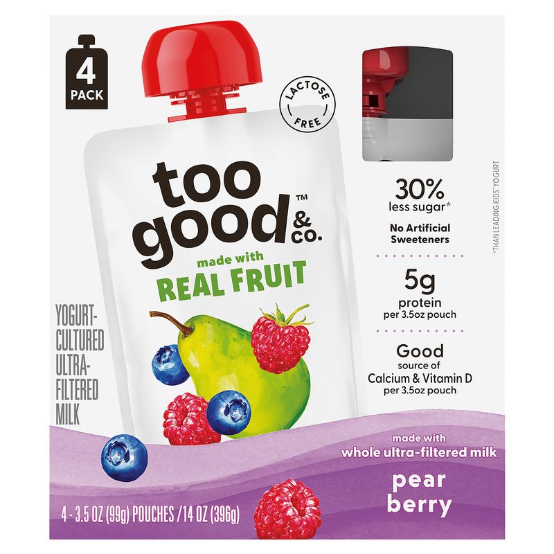 Too Good &amp; Co. Pear Berry Yogurt-Cultured Ultra-Filtered Milk, 3.5 oz, 4 count