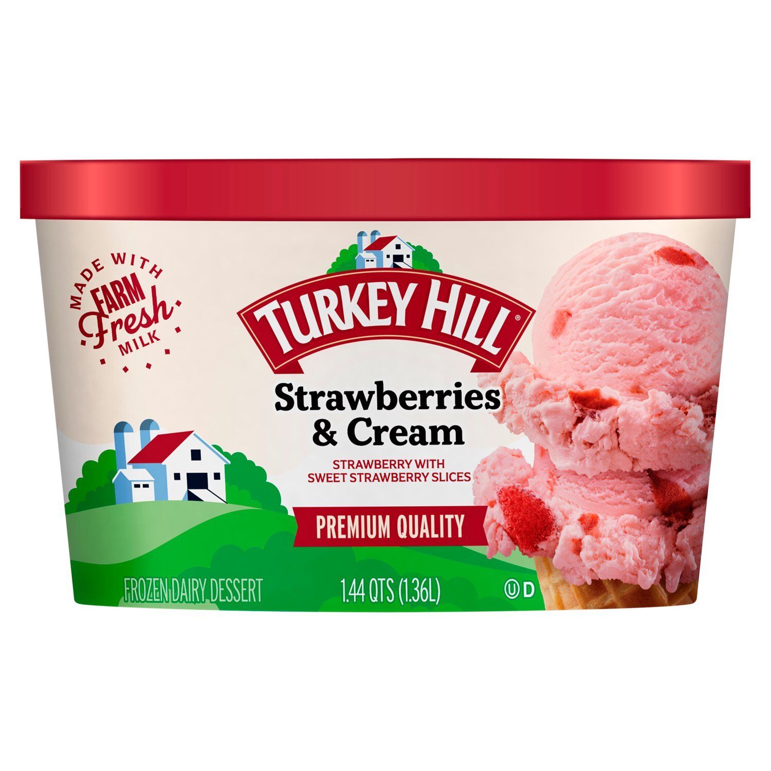 Turkey Hill Strawberries &amp; Cream Frozen Dairy Dessert, 1.44 qts