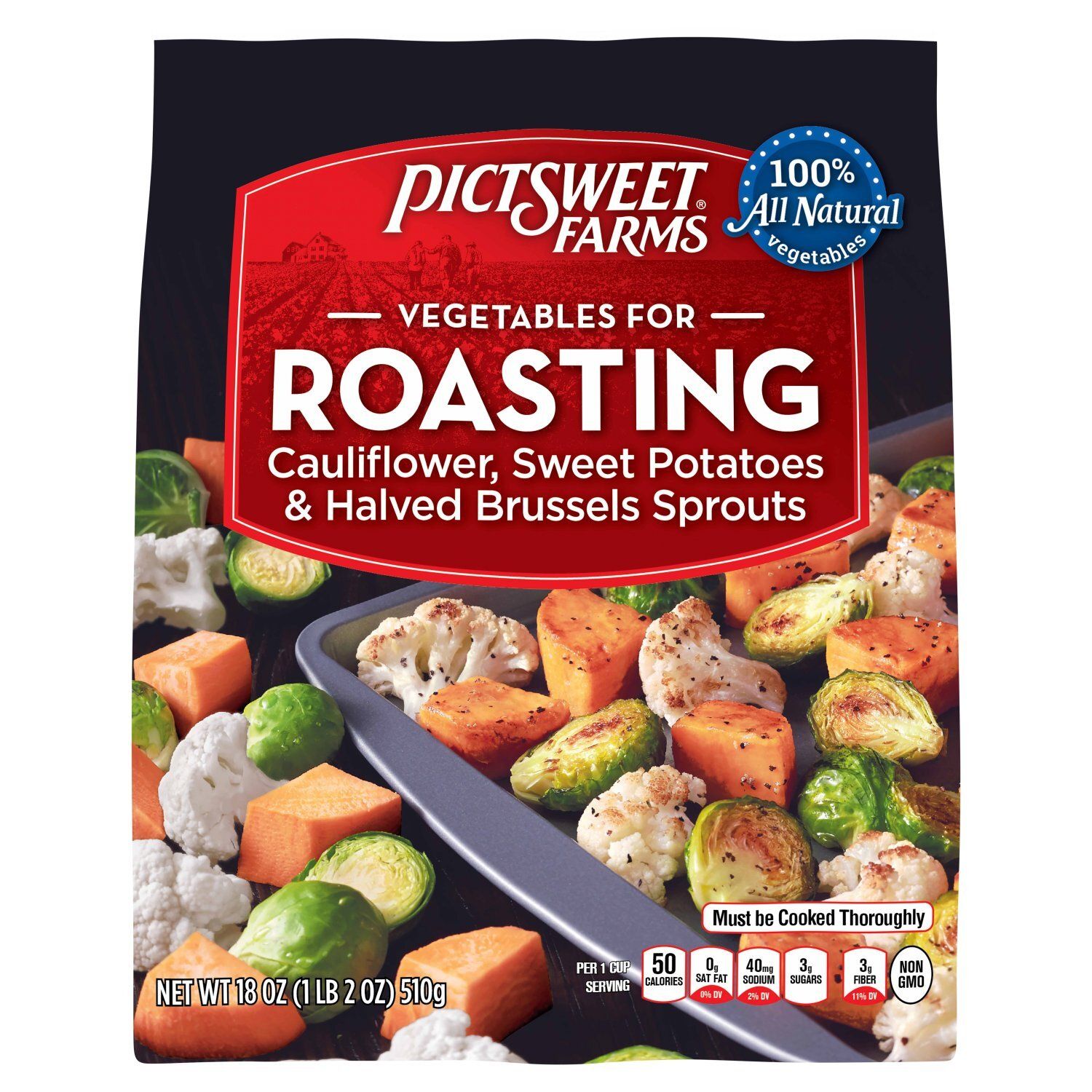 Pictsweet Farms Vegetables for Roasting Cauliflower, Sweet Potatoes &amp; Halved Brussels Sprouts, 18 oz