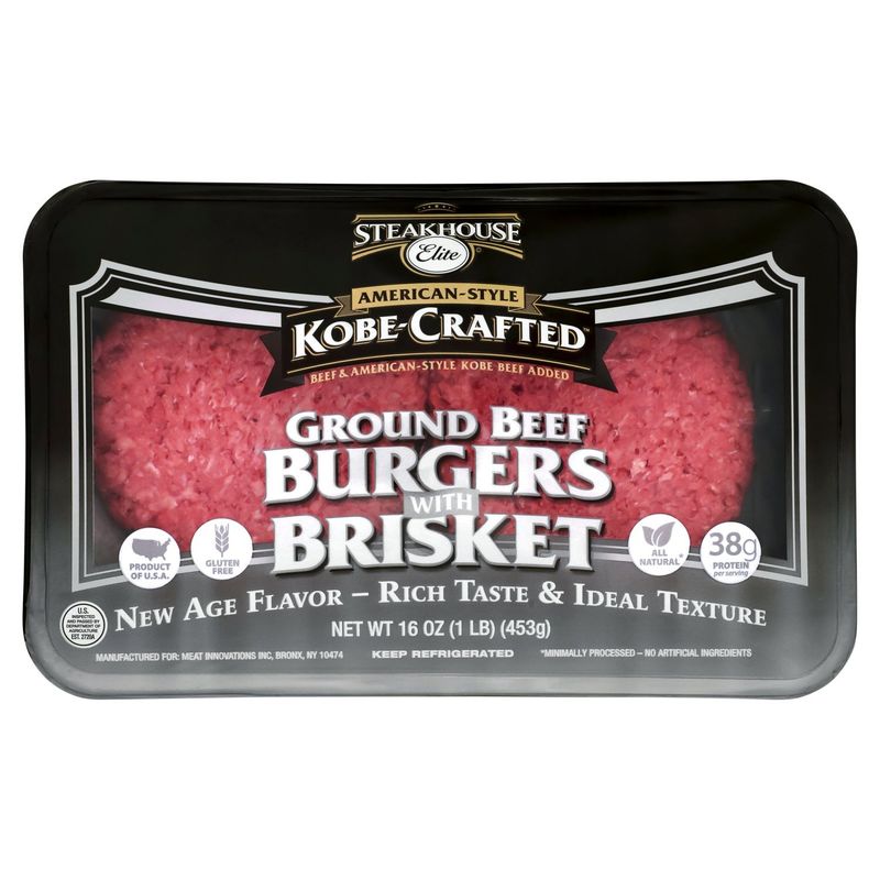 Steakhouse Elite Kobe-Crafted American-Style Ground Beef Burgers with Brisket, 16 oz