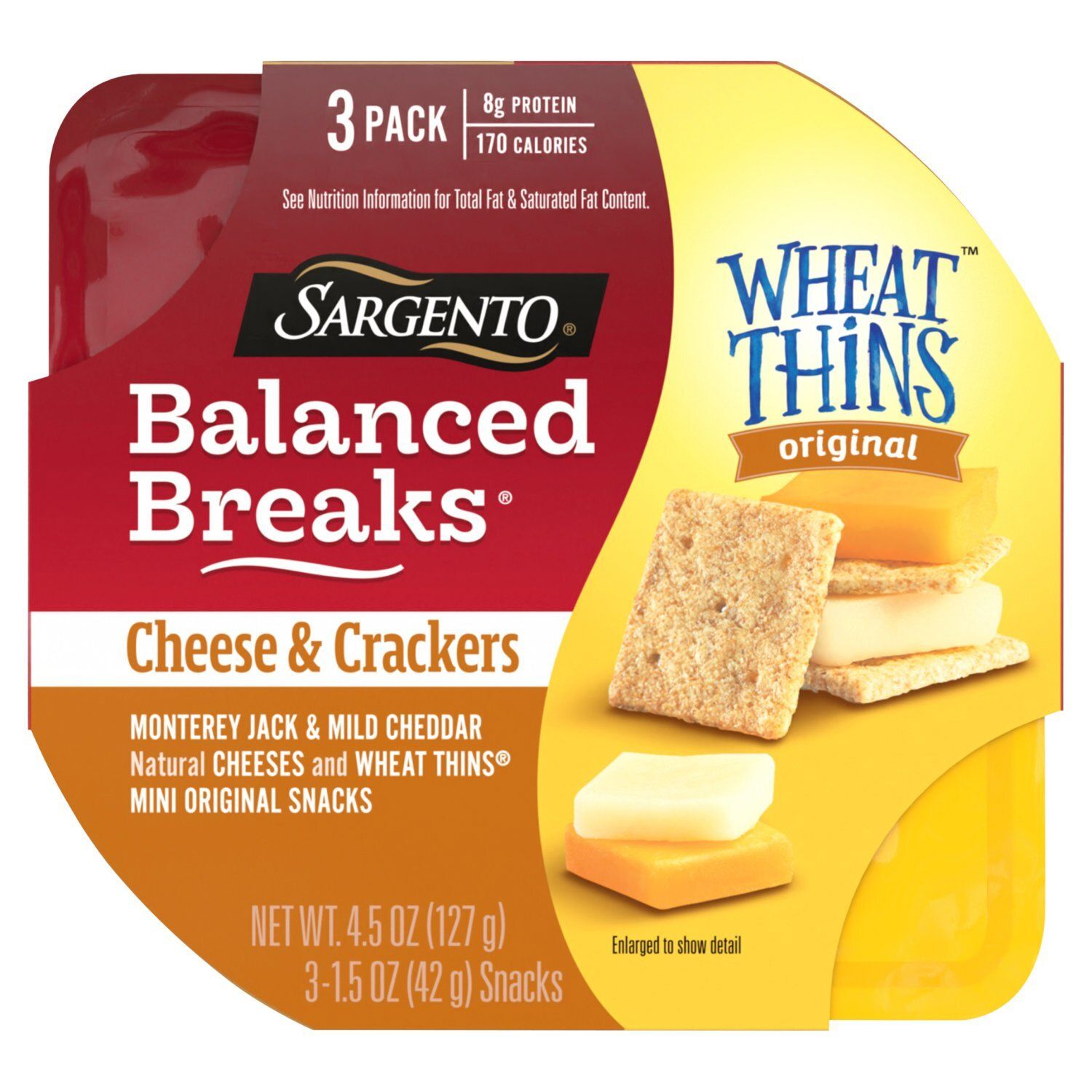 Sargento Balanced Breaks Wheat Thins Original Cheese &amp; Crackers Snacks, 1.5 oz, 3 count