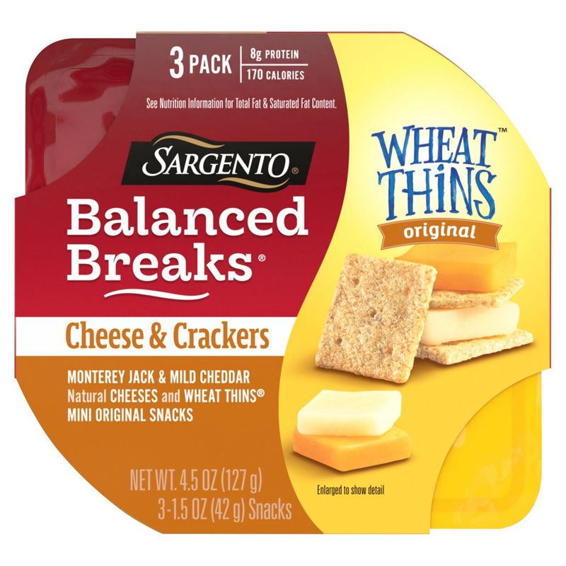 Sargento Balanced Breaks Wheat Thins Original Cheese &amp; Crackers Snacks, 1.5 oz, 3 count