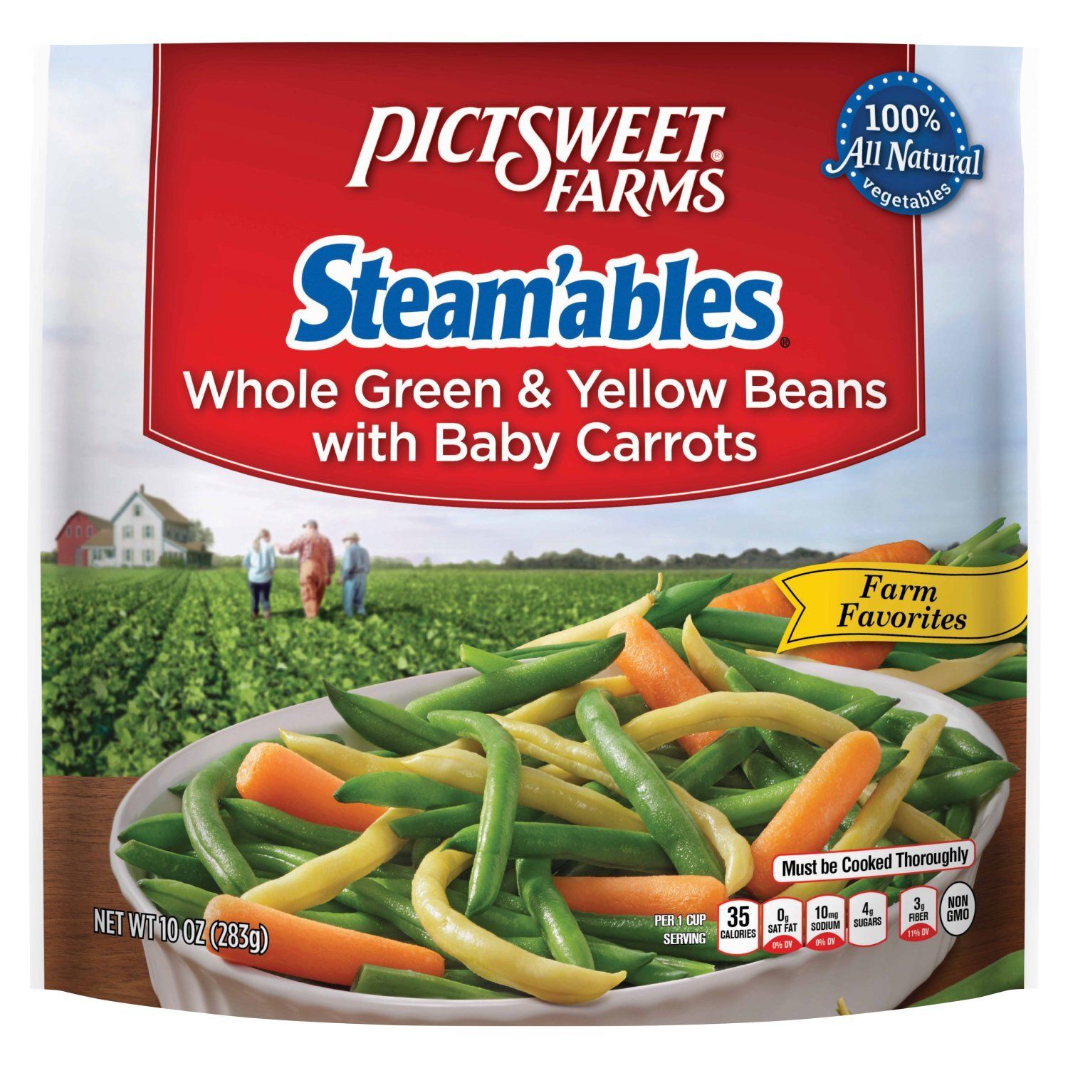 Pictsweet Farms Steam&#39;ables Whole Green &amp; Yellow Beans with Baby Carrots, 10 oz