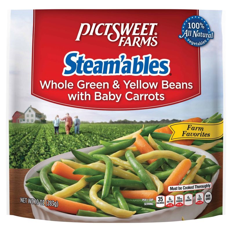 Pictsweet Farms Steam&#39;ables Whole Green &amp; Yellow Beans with Baby Carrots, 10 oz