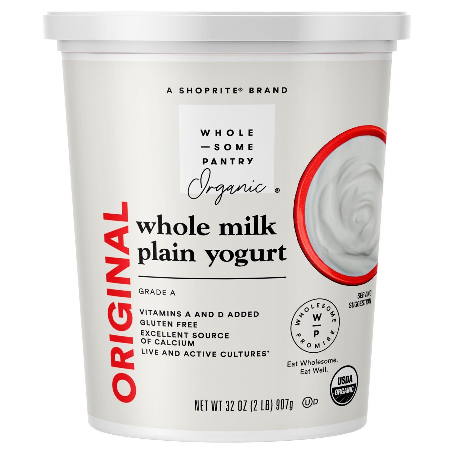 Wholesome Pantry Organic Original Whole Milk Plain Yogurt, 32 oz