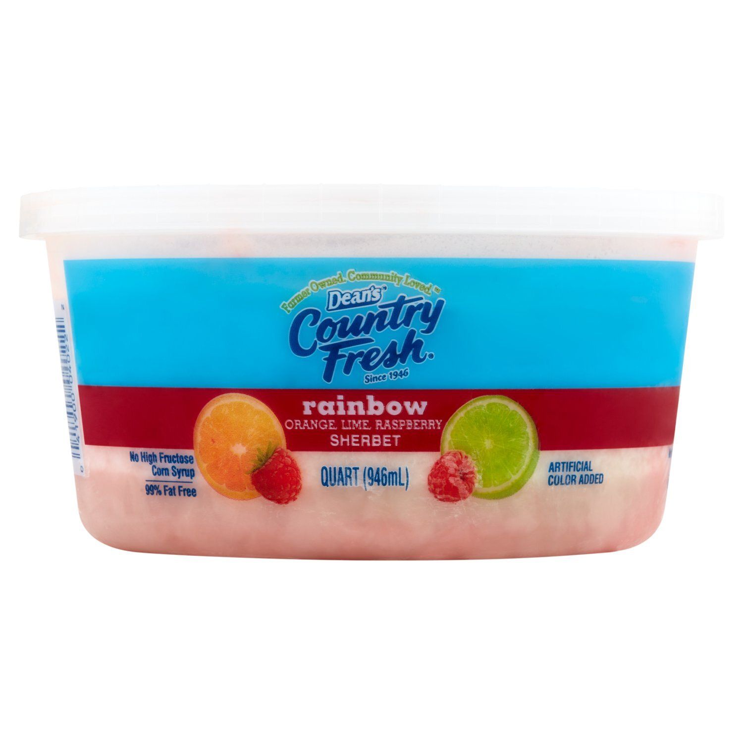 Dean&#39;s Country Fresh Rainbow Orange, Lime, Raspberry Sherbet, 1 quart