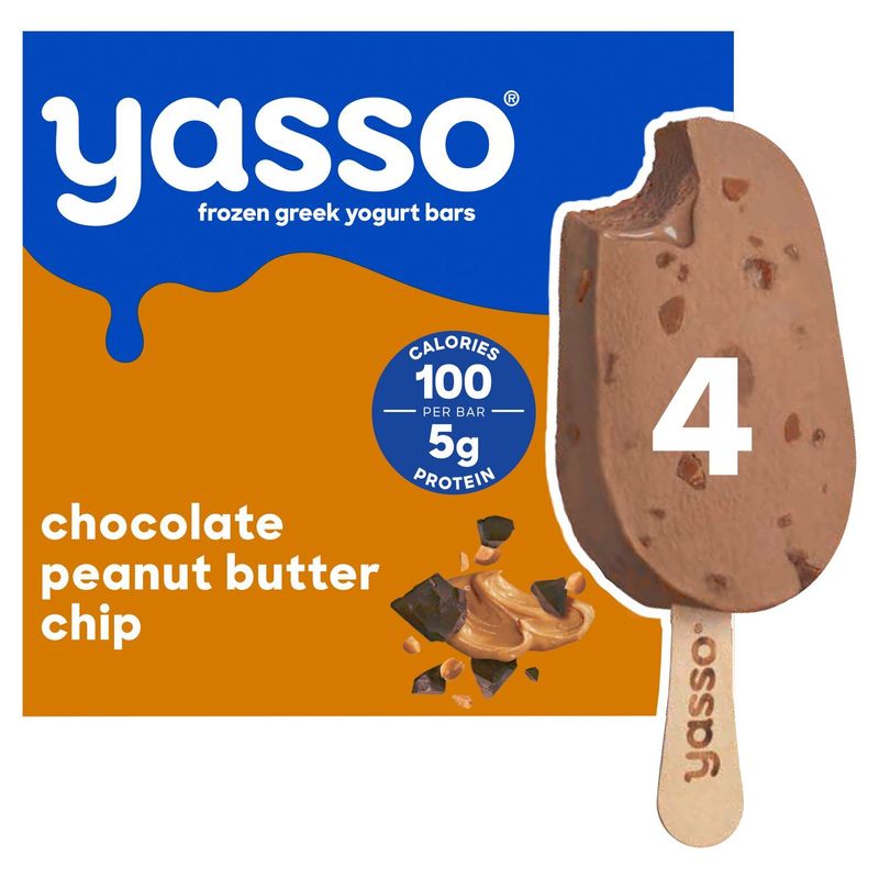 Yasso Chocolate Peanut Butter Chip Frozen Greek Yogurt Bars, 4 count, 14 fl oz