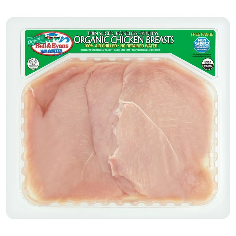 Bell &amp; Evans Thin Sliced, Boneless, Skinless Organic Chicken Breasts