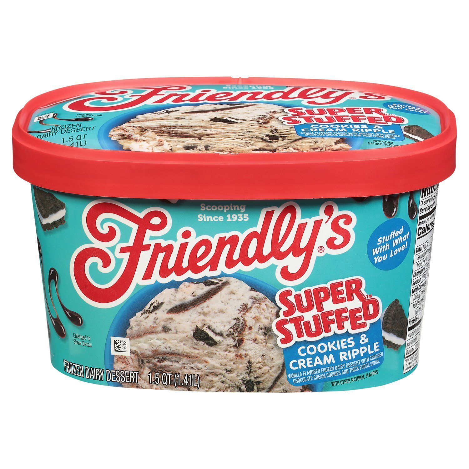 Friendly&#39;s Super Stuffed Cookies &amp; Cream Ripple Frozen Dairy Dessert, 1.5 qt