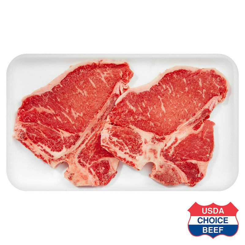 USDA Choice Beef Loin Porterhouse Steak, Bone In, Thin Cut, Average Weight 1 lb Pack