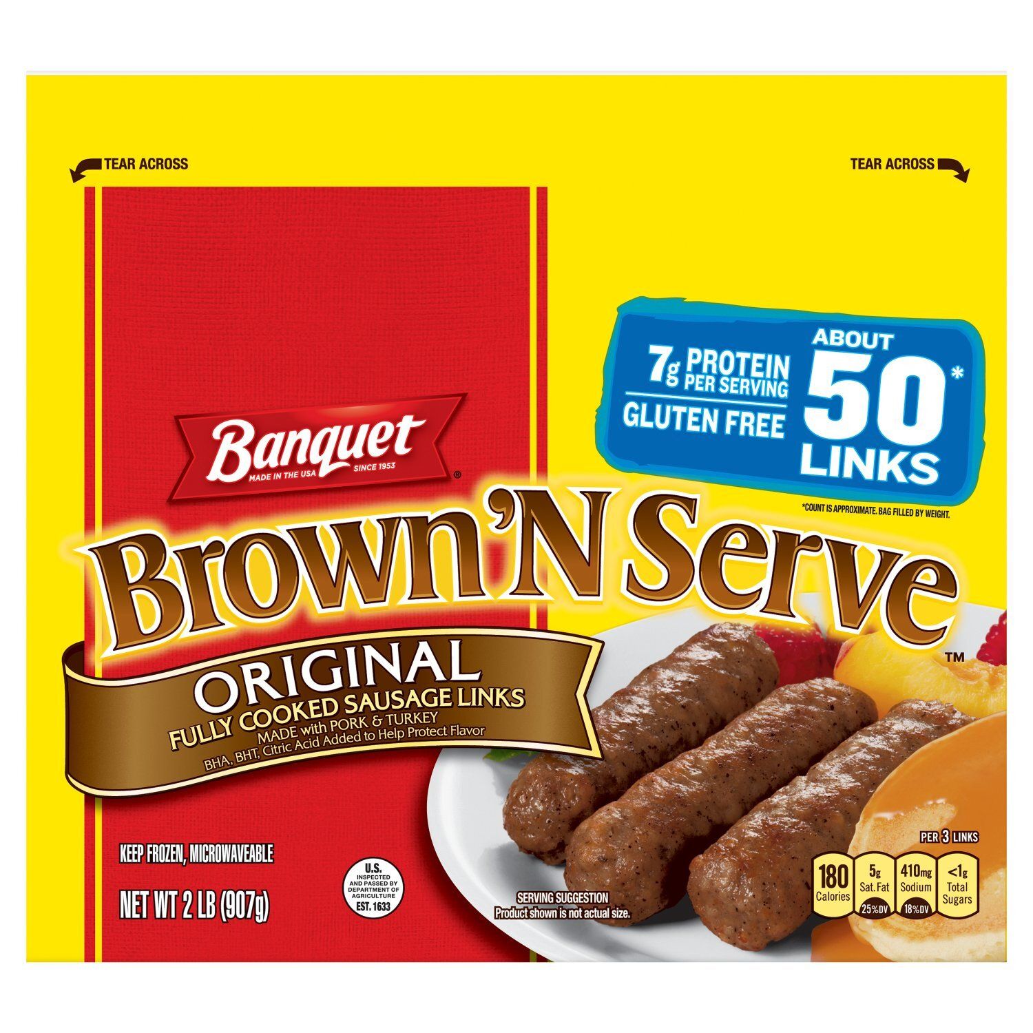 Banquet Brown &#39;N Serve Original Fully Cooked Sausage Links, 50 count, 32 oz