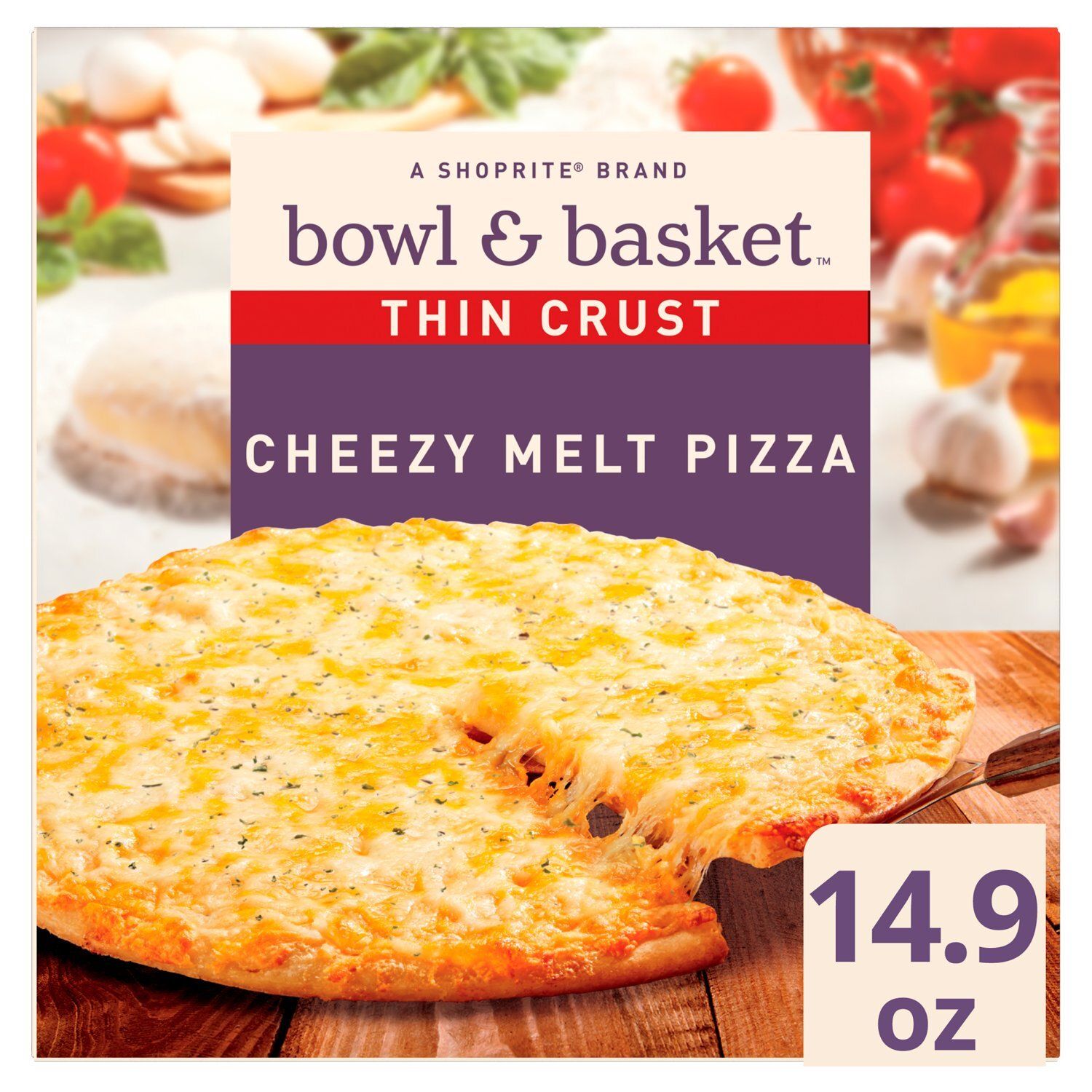 Bowl &amp; Basket Thin Crust Cheezy Melt Pizza, 14.9 oz