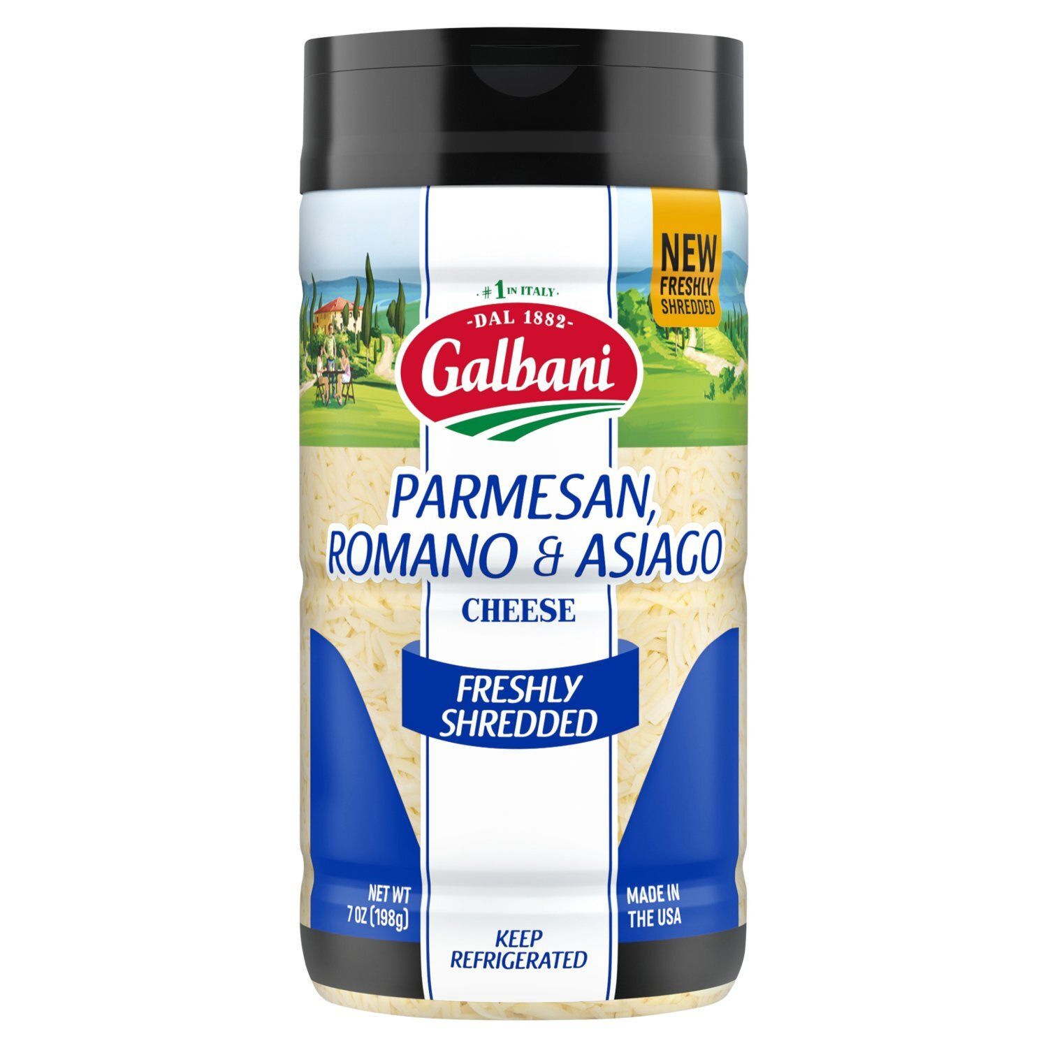 Galbani Freshly Shredded Parmesan, Romano &amp; Asiago Cheese, 7 oz